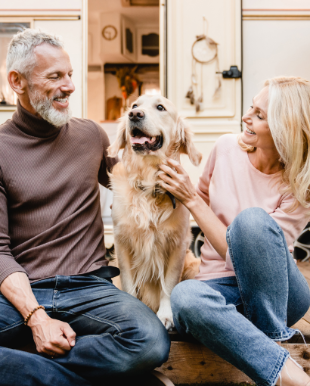 couple with their dog