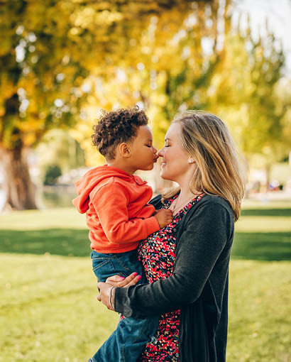 woman and her son