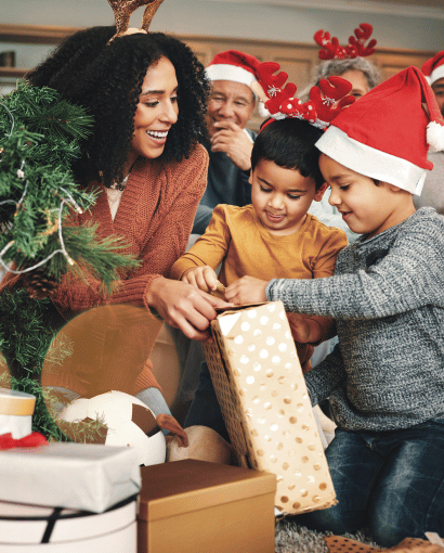 family opening presents