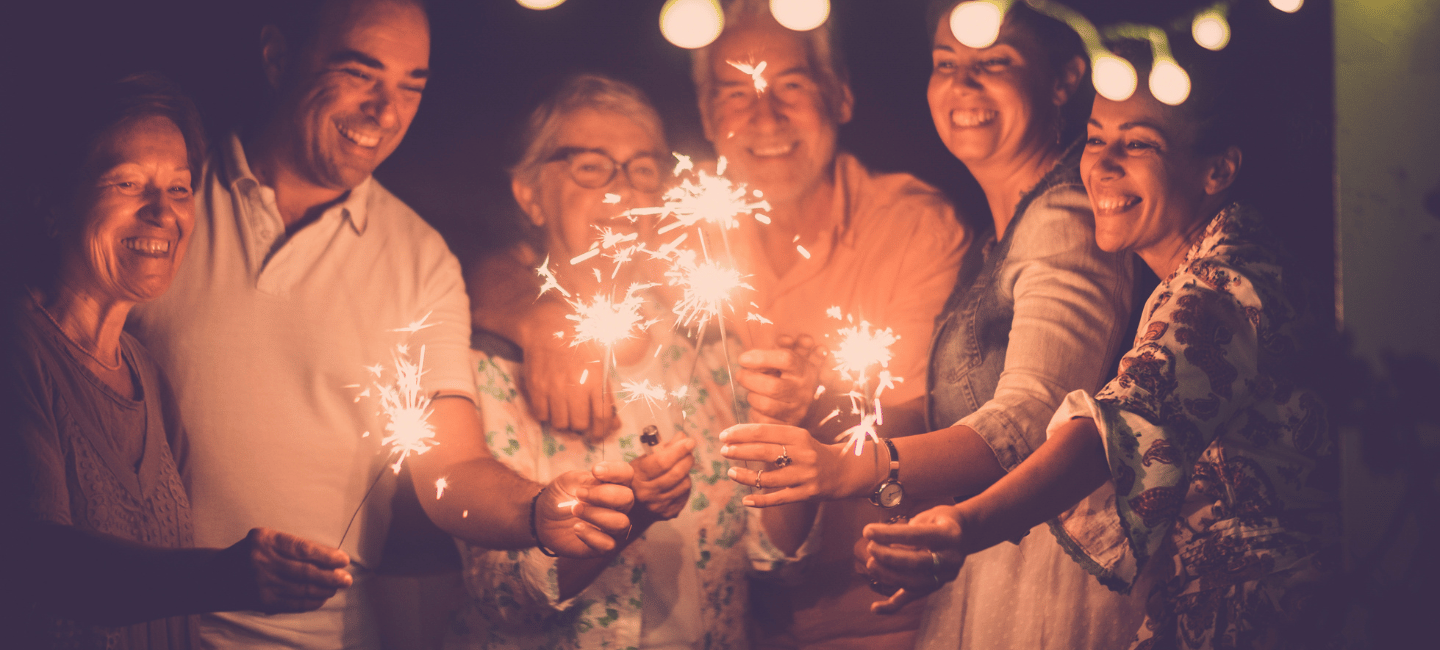 family celebrating new year