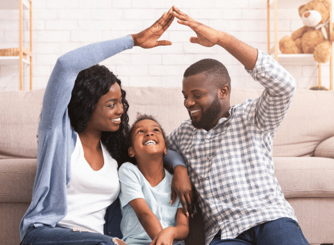 family making a house