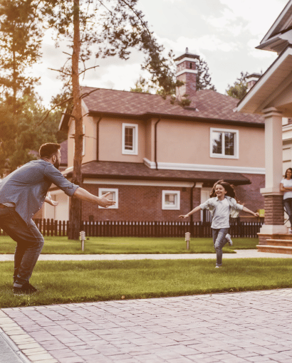 daughter running towards dad