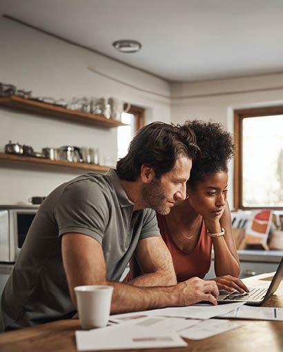 couple looking at finances