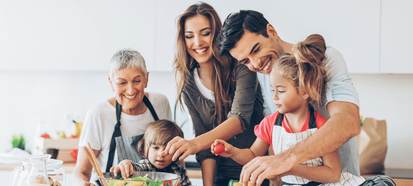 family in kitchen